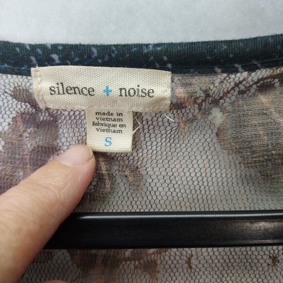 Silence + Noise Tank Top Women's Sm Lace Back Blue Sleeveless Tunic Sheer Boho - Picture 2 of 9